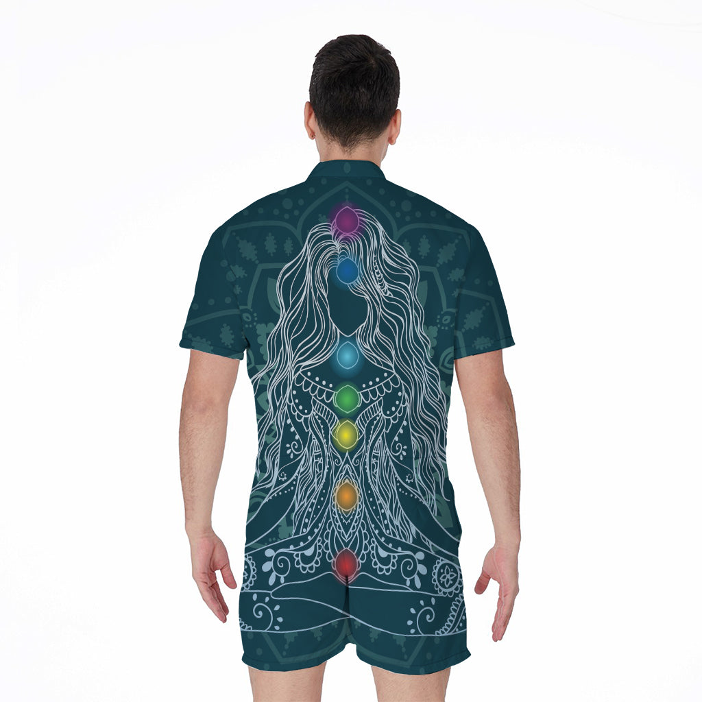 Bohemian Seven Chakras Print Men's Rompers
