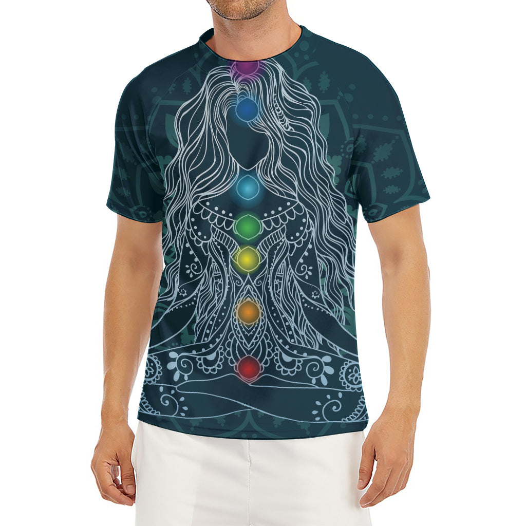Bohemian Seven Chakras Print Men's Short Sleeve Rash Guard