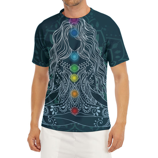 Bohemian Seven Chakras Print Men's Short Sleeve Rash Guard