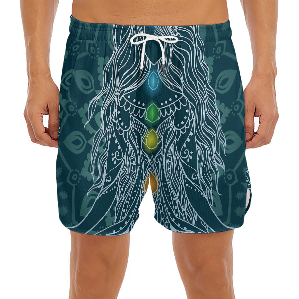 Bohemian Seven Chakras Print Men's Split Running Shorts