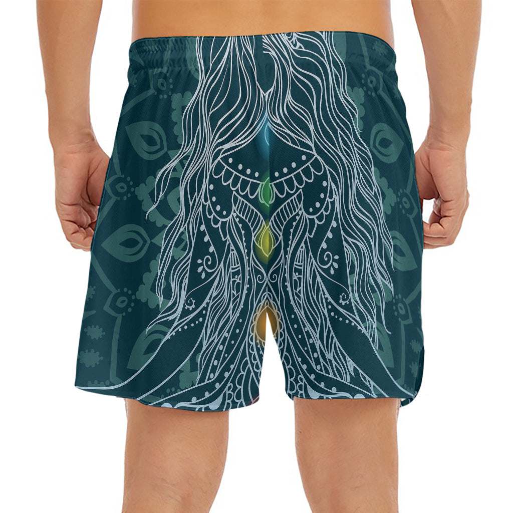 Bohemian Seven Chakras Print Men's Split Running Shorts