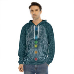 Bohemian Seven Chakras Print Men's Velvet Pullover Hoodie