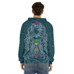 Bohemian Seven Chakras Print Men's Velvet Pullover Hoodie