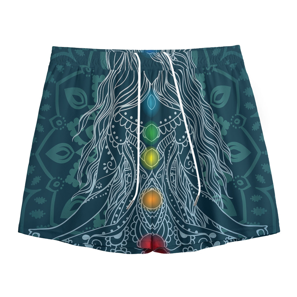 Bohemian Seven Chakras Print Mesh Shorts