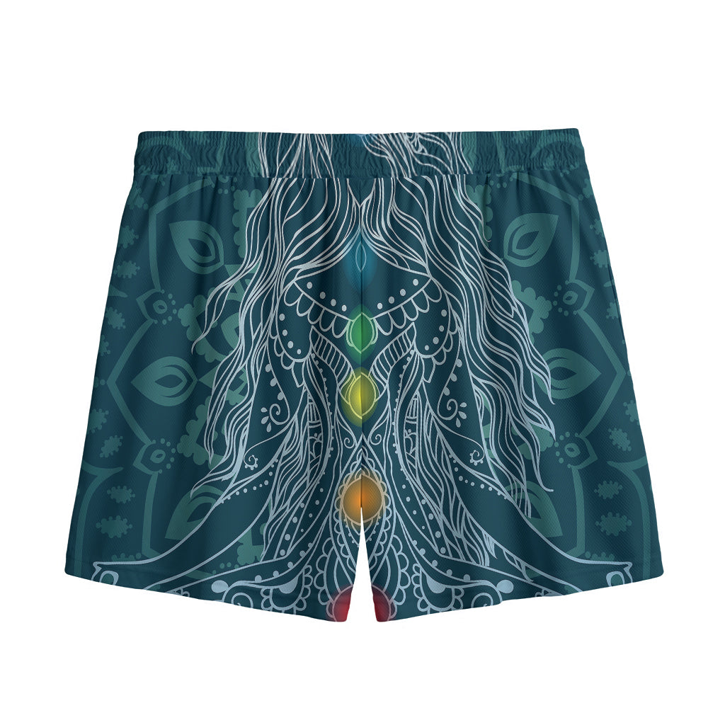Bohemian Seven Chakras Print Mesh Shorts