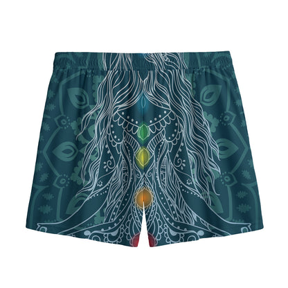 Bohemian Seven Chakras Print Mesh Shorts