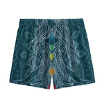 Bohemian Seven Chakras Print Mesh Shorts