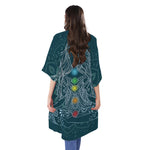 Bohemian Seven Chakras Print Open Front Beach Cover Up