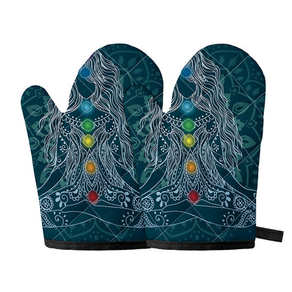 Bohemian Seven Chakras Print Oven Mitts