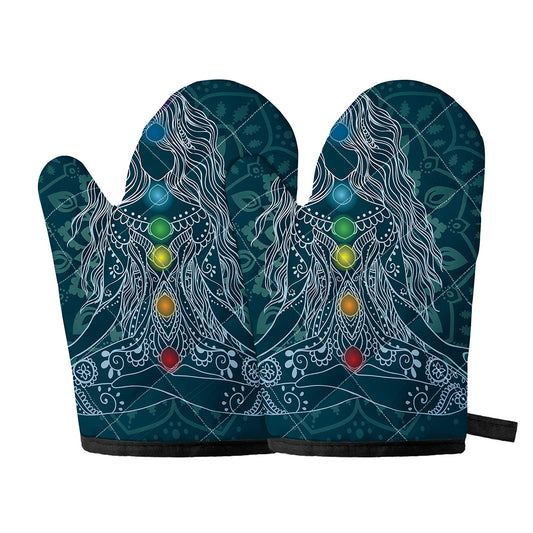 Bohemian Seven Chakras Print Oven Mitts