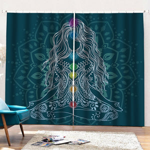 Bohemian Seven Chakras Print Pencil Pleat Curtains