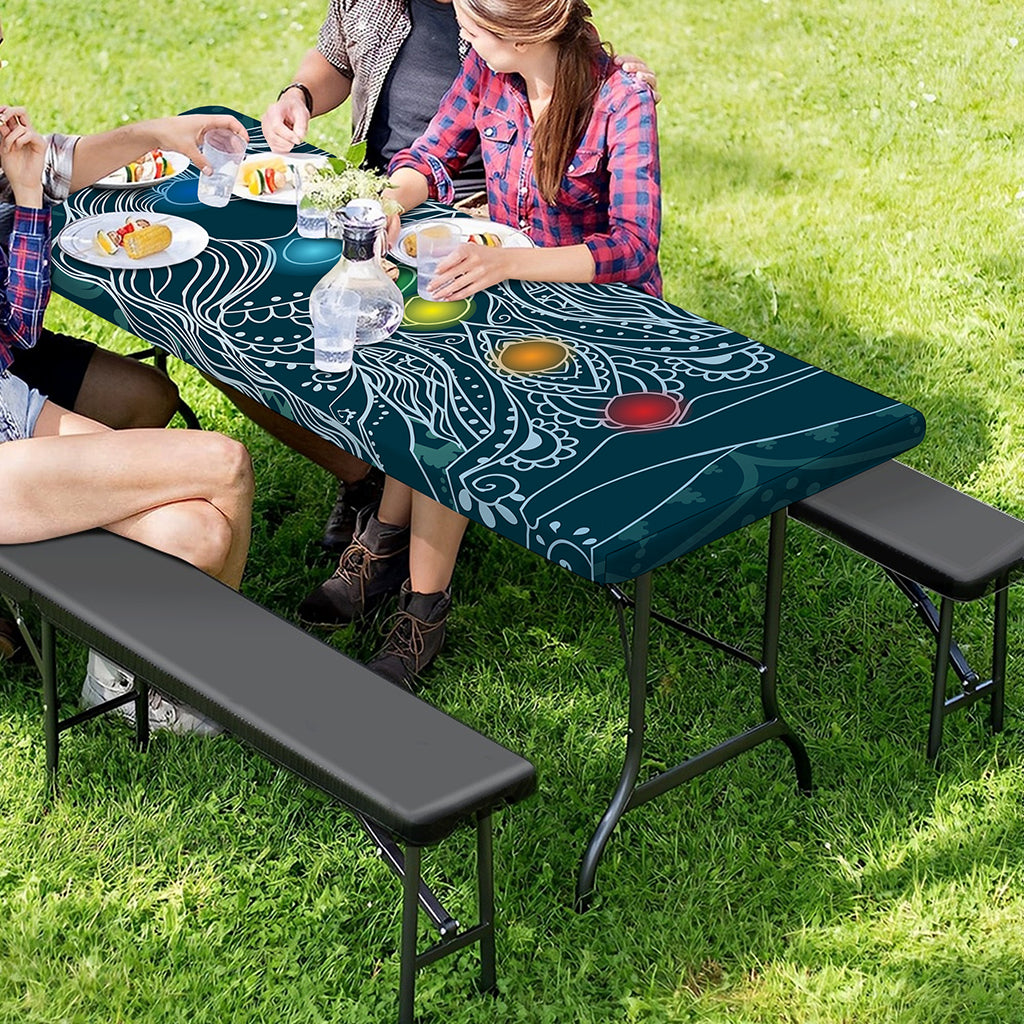 Bohemian Seven Chakras Print Picnic Table Cover