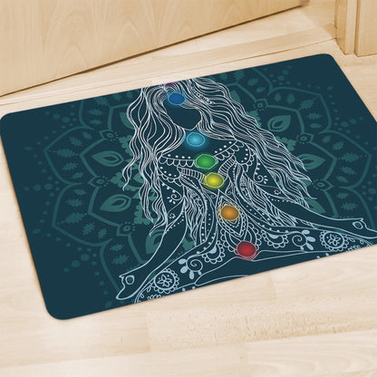 Bohemian Seven Chakras Print Polyester Doormat