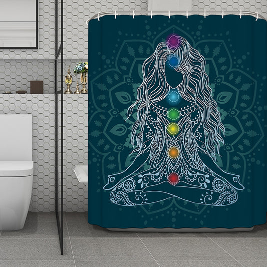 Bohemian Seven Chakras Print Polyester Shower Curtain