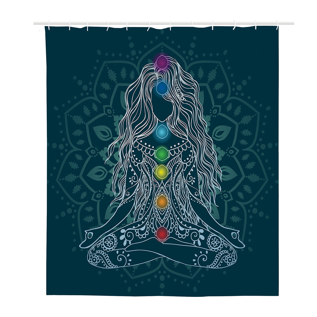 Bohemian Seven Chakras Print Polyester Shower Curtain