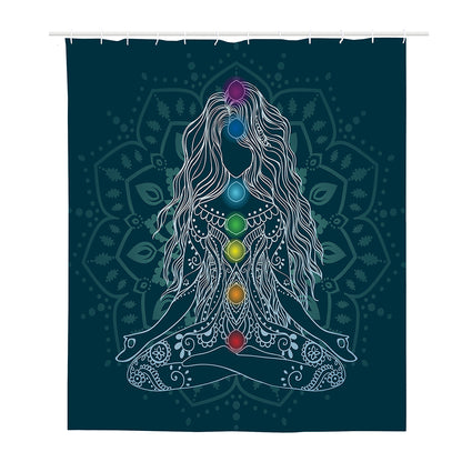 Bohemian Seven Chakras Print Polyester Shower Curtain