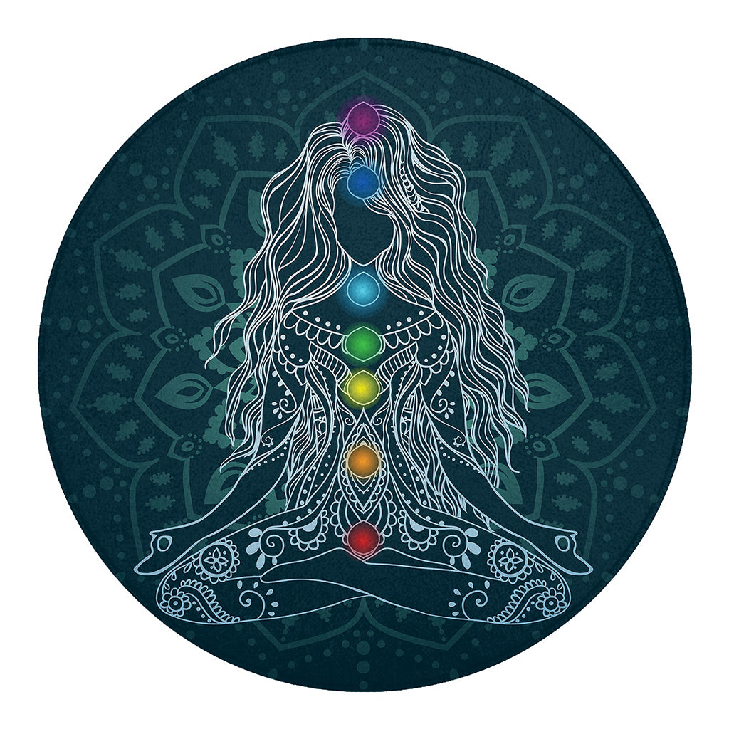 Bohemian Seven Chakras Print Round Blanket