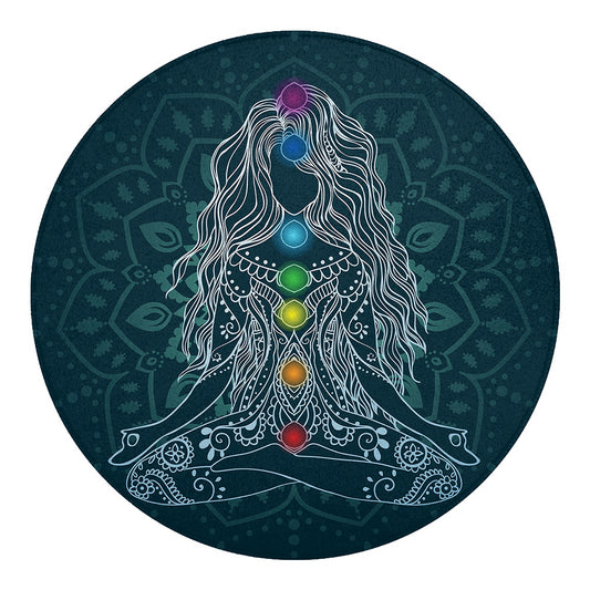 Bohemian Seven Chakras Print Round Blanket