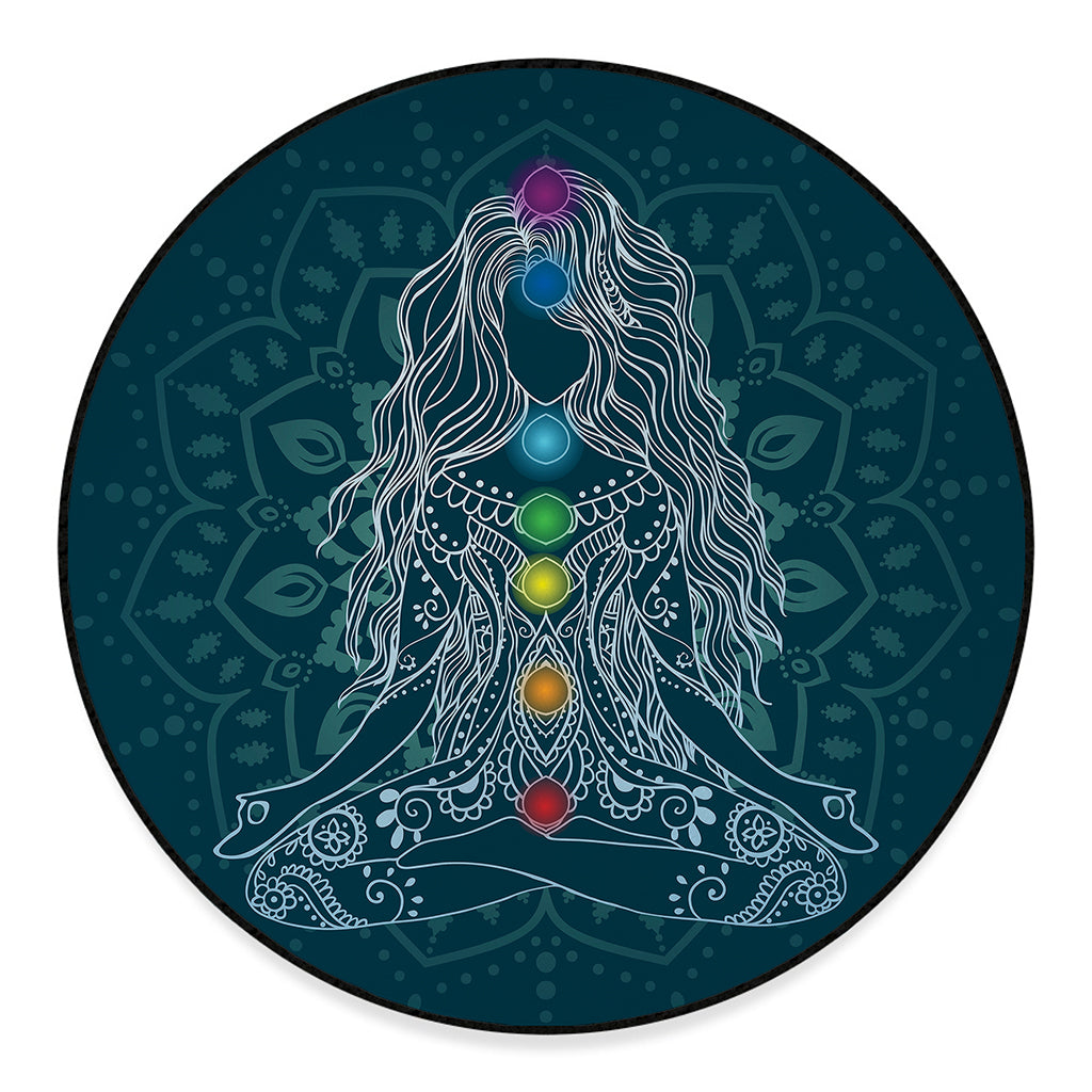 Bohemian Seven Chakras Print Round Floor Mat