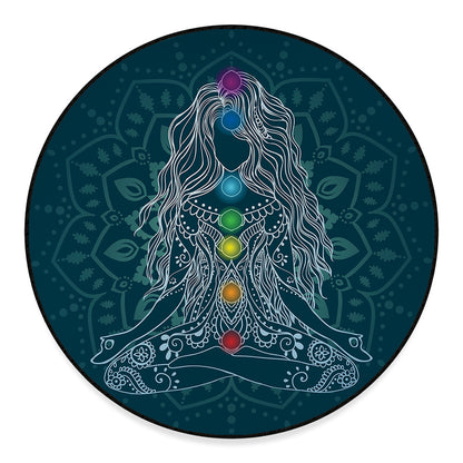 Bohemian Seven Chakras Print Round Floor Mat
