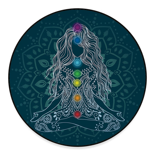 Bohemian Seven Chakras Print Round Floor Mat