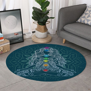 Bohemian Seven Chakras Print Round Rug