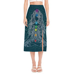Bohemian Seven Chakras Print Side Slit Midi Skirt
