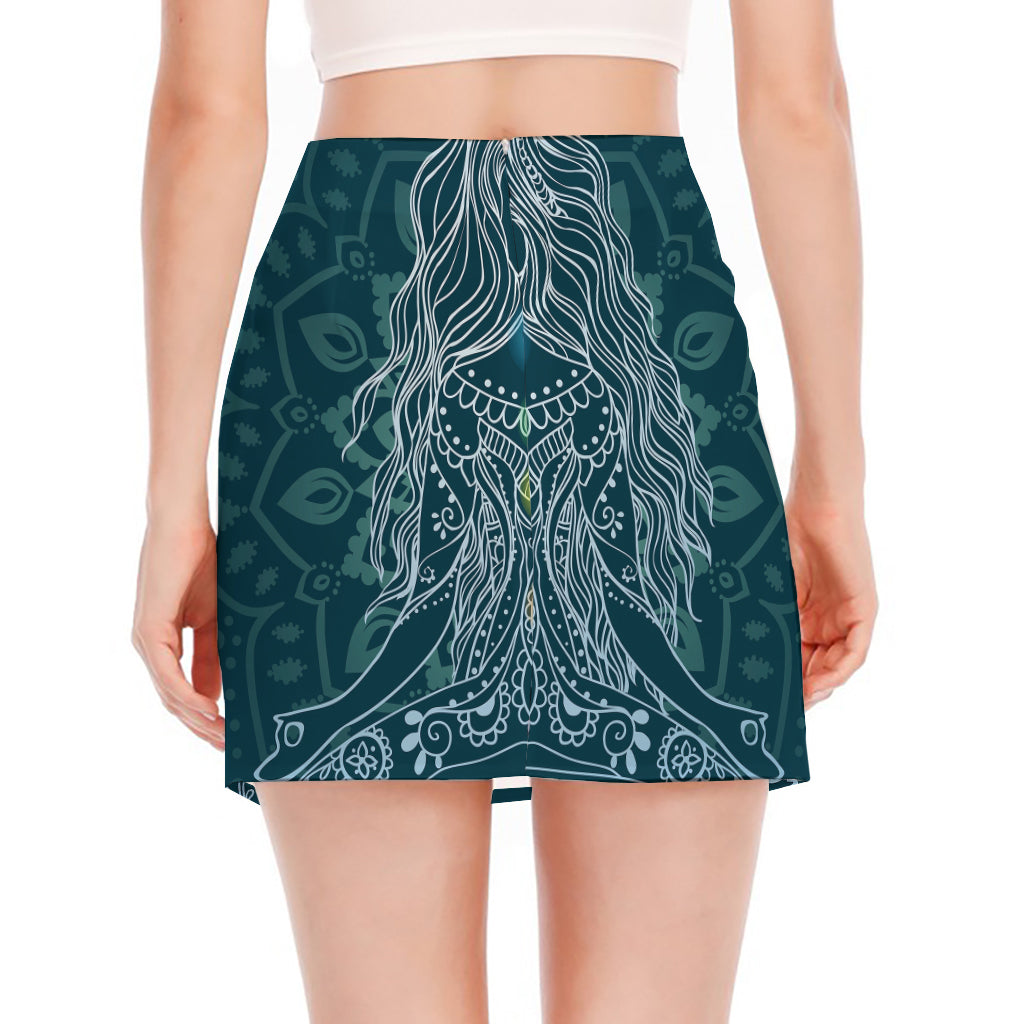 Bohemian Seven Chakras Print Side Slit Mini Skirt