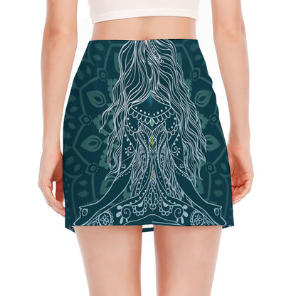 Bohemian Seven Chakras Print Side Slit Mini Skirt