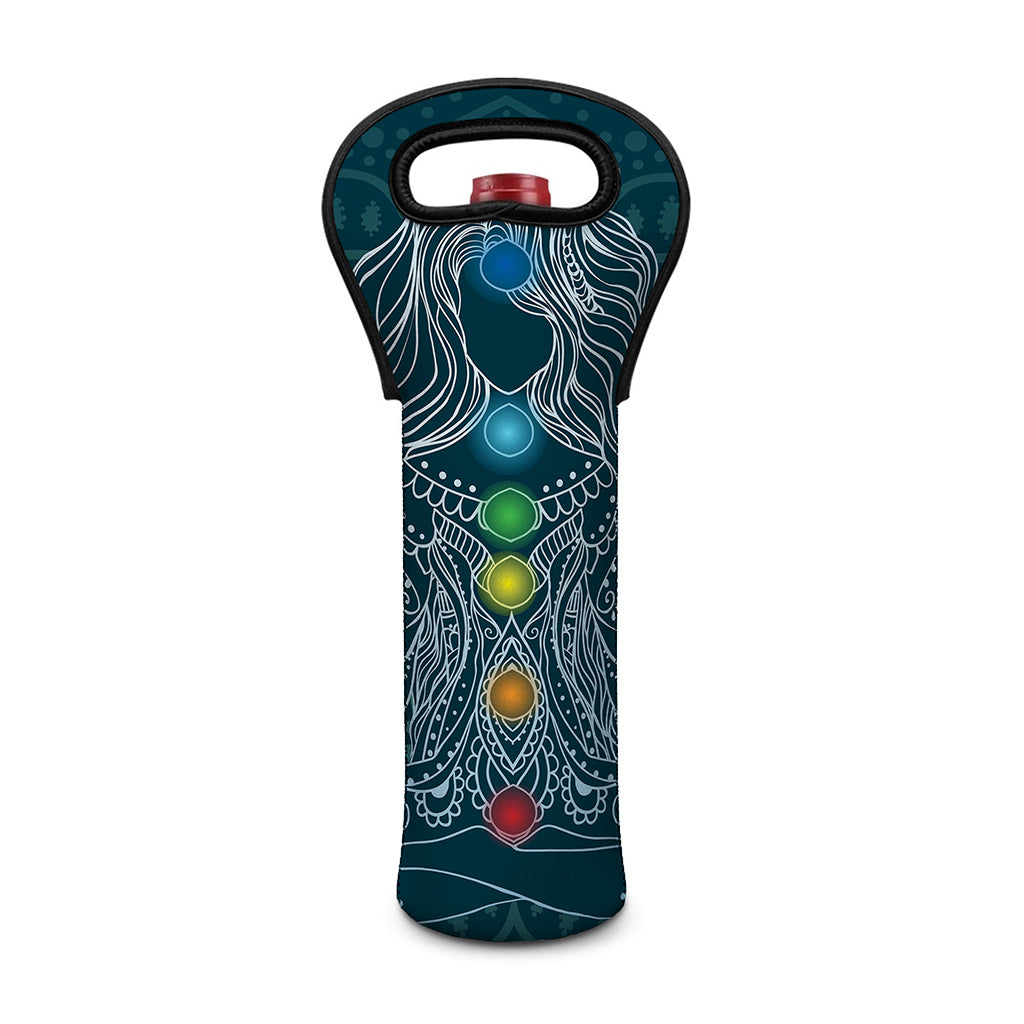 Bohemian Seven Chakras Print Single Neoprene Wine Tote
