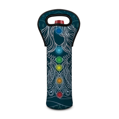 Bohemian Seven Chakras Print Single Neoprene Wine Tote