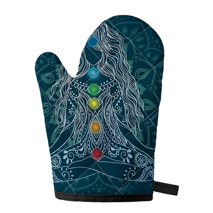 Bohemian Seven Chakras Print Single Oven Mitt
