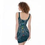 Bohemian Seven Chakras Print Sleeveless Bodycon Dress