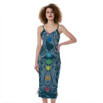 Bohemian Seven Chakras Print Slim Fit Midi Cami Dress