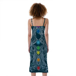 Bohemian Seven Chakras Print Slim Fit Midi Cami Dress
