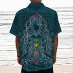 Bohemian Seven Chakras Print Textured Short Sleeve Shirt