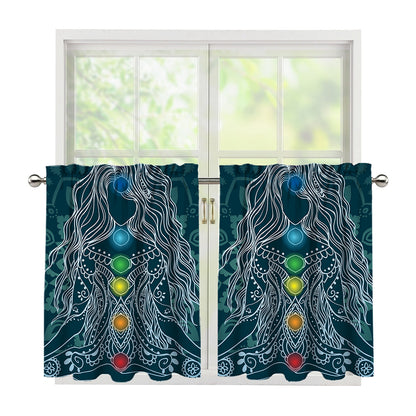 Bohemian Seven Chakras Print Tier Curtains