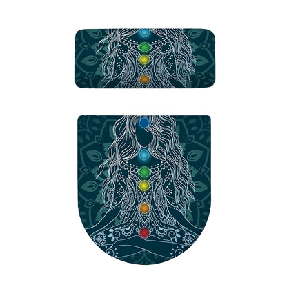 Bohemian Seven Chakras Print Toilet Lid And Tank Cover Set