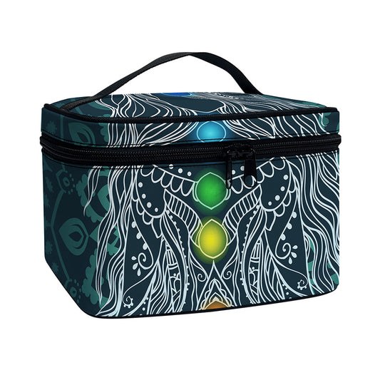 Bohemian Seven Chakras Print Travel Makeup Bag