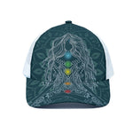 Bohemian Seven Chakras Print White Mesh Trucker Cap