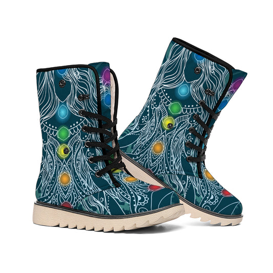 Bohemian Seven Chakras Print Winter Boots