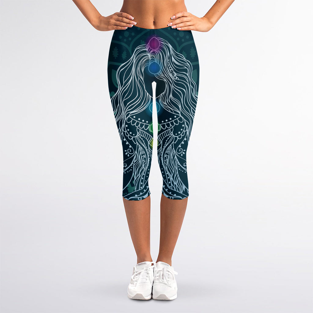Bohemian Seven Chakras Print Women's Capri Leggings