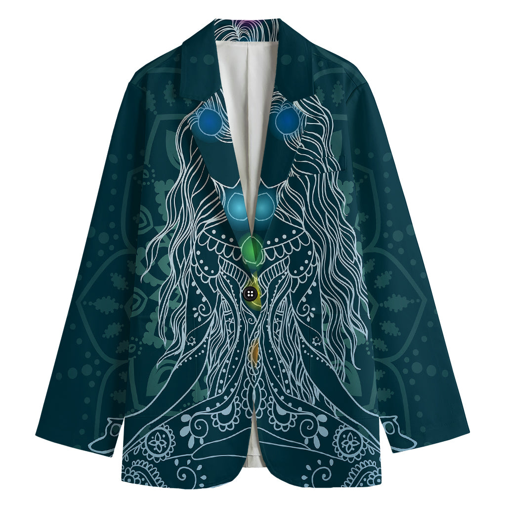 Bohemian Seven Chakras Print Women's Cotton Blazer