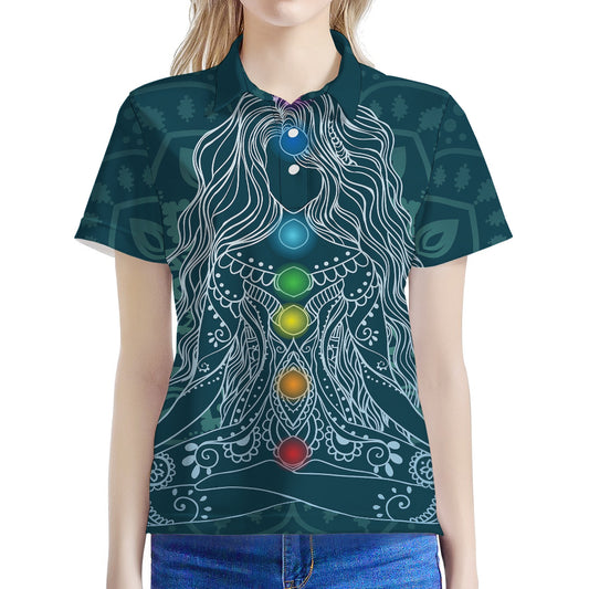 Bohemian Seven Chakras Print Women's Polo Shirt