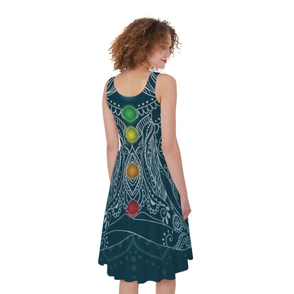 Bohemian Seven Chakras Print Women's Sleeveless Dress