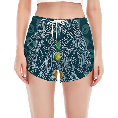 Bohemian Seven Chakras Print Women's Split Running Shorts
