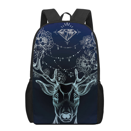 Bohemian Spiritual Deer Print 17 Inch Backpack