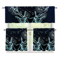 Bohemian Spiritual Deer Print 3 Piece Kitchen Curtains