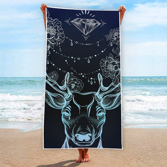 Bohemian Spiritual Deer Print Beach Towel