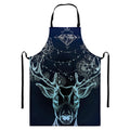 Bohemian Spiritual Deer Print Bib Apron With Pocket
